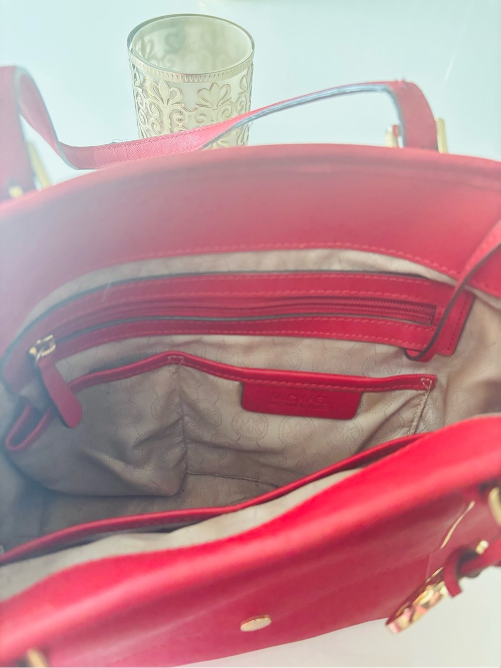 Michael Kors Red Tote with Gold Hardware - Picture 8 of 13